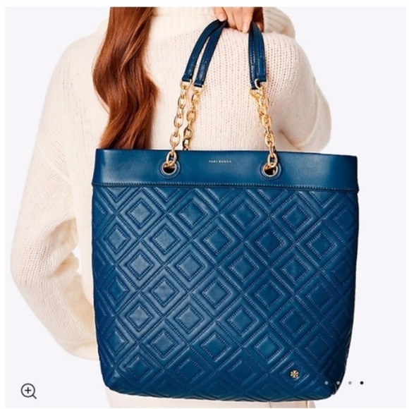 Tory Burch Handbags - Tory Burch Fleming  Symphony Blue Leather Tote